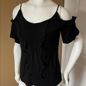 le chateau Black Cold-Shoulder Ruffle Camisole